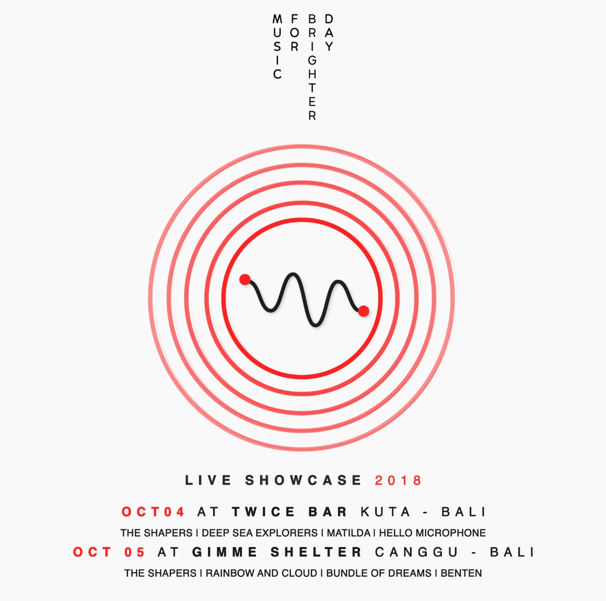 Music for a Brighter Day • Bali • 4 – 5 Oct • The Shapers, Deep Sea Explorers